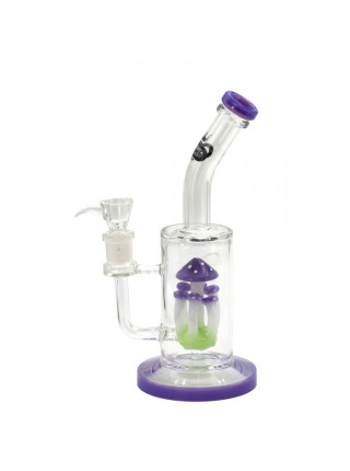 Бонг стеклянный Grace Glass Purple Mushroom Percolator H:36cm SG:18.8mm  d:65mm - фото №11 / Rtabak