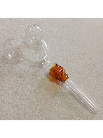 Стеклянная трубка для курения Skull Double Oil Orange Ø30 мм.