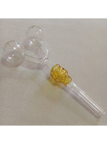 Стеклянная трубка для курения Skull Double Oil Yellow Ø30 мм.