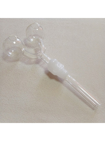Стеклянная трубка для курения Skull Double Oil White Ø30 мм.