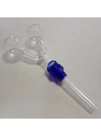 Стеклянная трубка для курения Skull Double Oil Blue Ø30 мм.