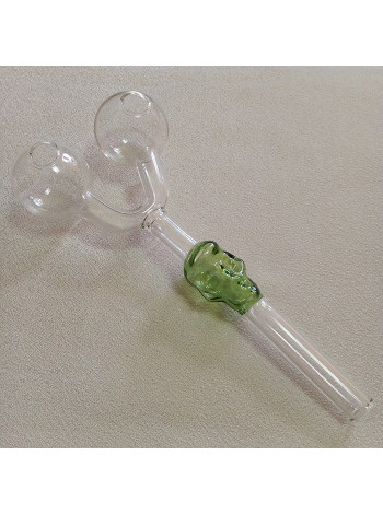 Стеклянная трубка для курения Skull Double Oil Green Ø30 мм.
