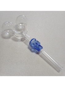 Стеклянная трубка для курения Skull Double Oil Light Blue Ø30 мм.