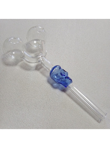 Стеклянная трубка для курения Skull Double Oil Light Blue Ø30 мм.