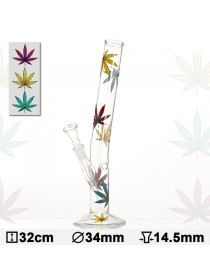 Бонг стеклянный Hangover Multi Leaf H:32 cm-Ø:34 mm SG: 14,5 mm