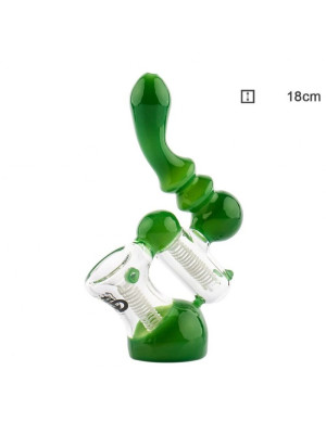 Бонг стеклянный Saxo Green Bubbler - H:18cm - фото №18 / Rtabak