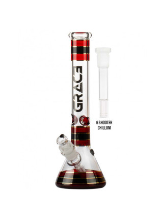 Бонг стеклянный Grace Glass | Striped Series Red H:32cm - D:50mm - SG:29mm - фото №12 / Rtabak