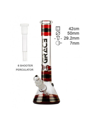 Бонг стеклянный Grace Glass | Striped Series Red H:32cm - D:50mm - SG:29mm - фото №12 / Rtabak