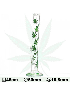 Бонг стеклянный Green XXX Amsterdam Leaf - H:45cm- ?:50mm - фото №13 / Rtabak